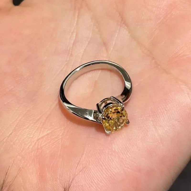 Women's yellow rock sugar crystal copper ring with Seiko treatment shown in size No. 6.