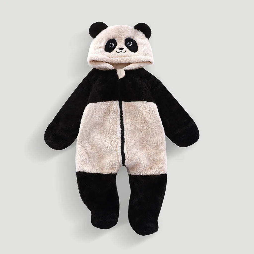 Boys and girls jumpsuit thermal pajamas in dark khaki cloth colour, thickening polyester fibre sleepsuit for babies and toddlers.