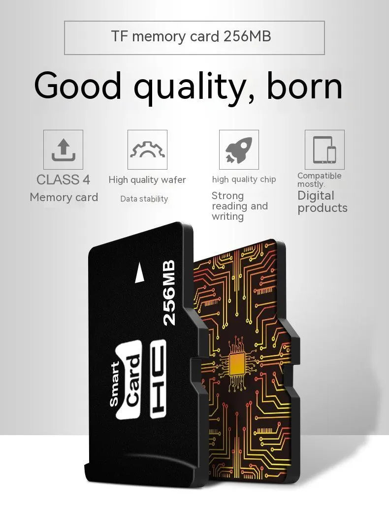 256MB TF series microSD memory card shown with dimensions of 11mm by 15mm.