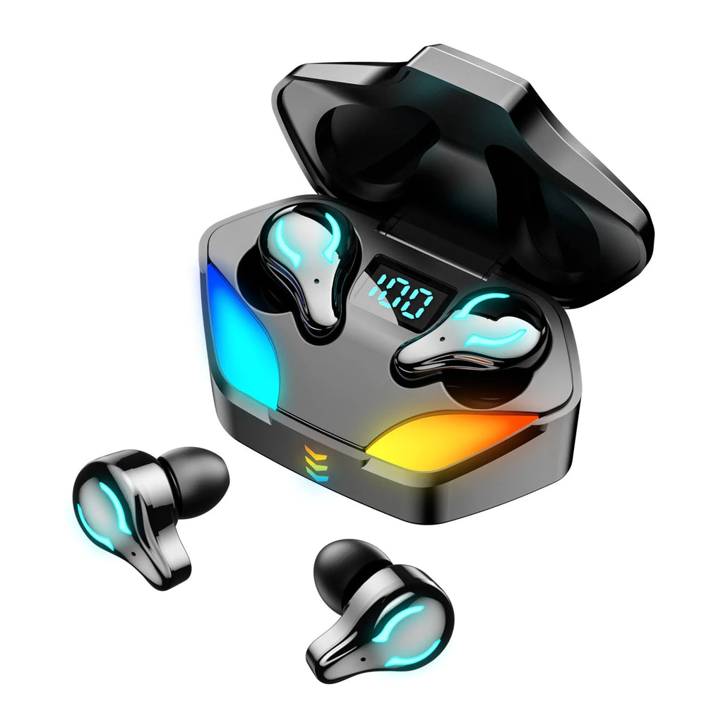 Black in-ear Bluetooth gaming headset for mobile phones with no audio delay.