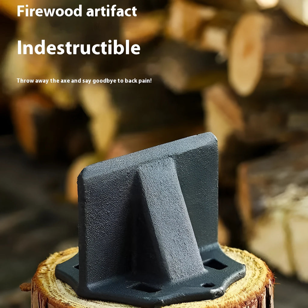 Small square cast iron wood splitter axe for portable outdoor use