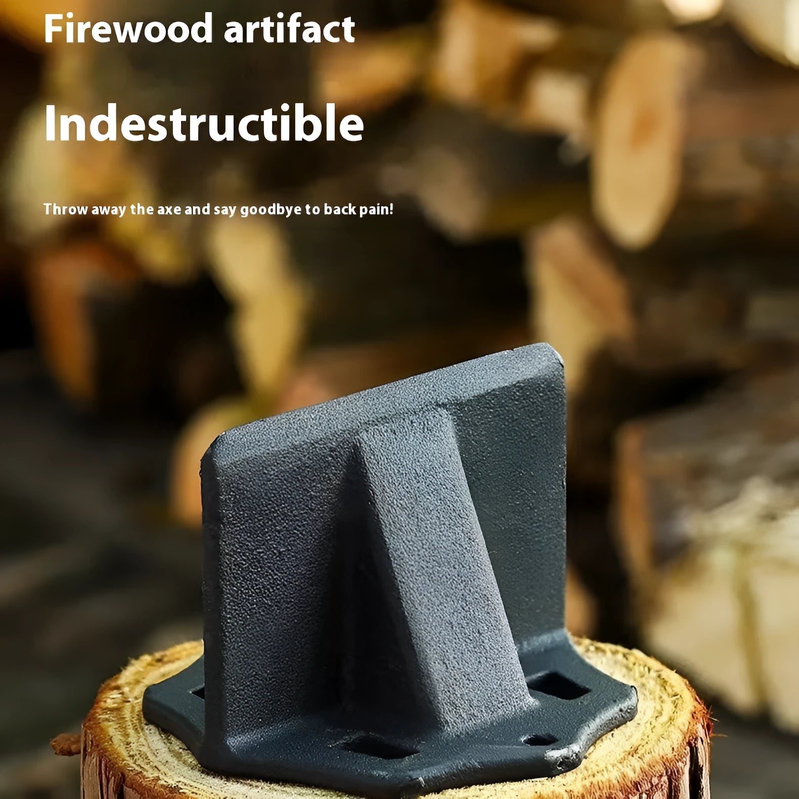 Small square cast iron wood splitter axe for portable outdoor use