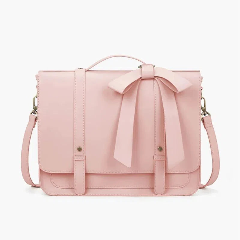 Women's polyurethane butterfly laptop bag in pink with romantic summer garden print