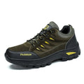 Men's brown suede hiking shoes with rubber soles and casual sneaker styling