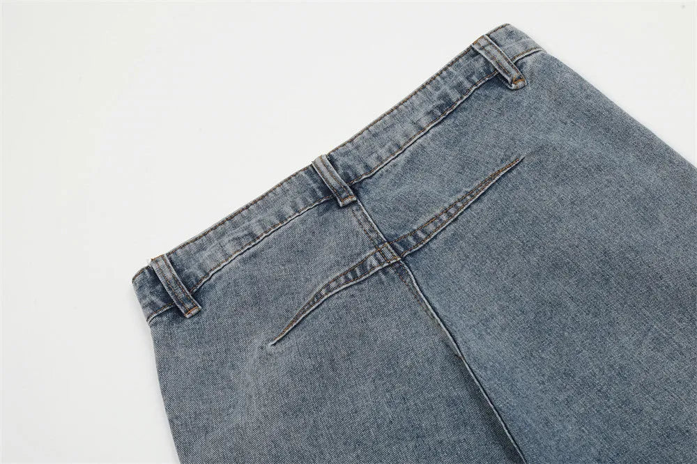 Blue denim jeans for men, mid waist, cotton fabric, casual leisure wear, sizes S to XXL