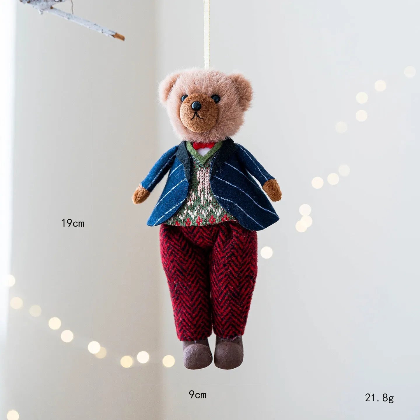 Cartoon style plush bear doll in cotton suit plaid, showing gentleman and princess bear options.