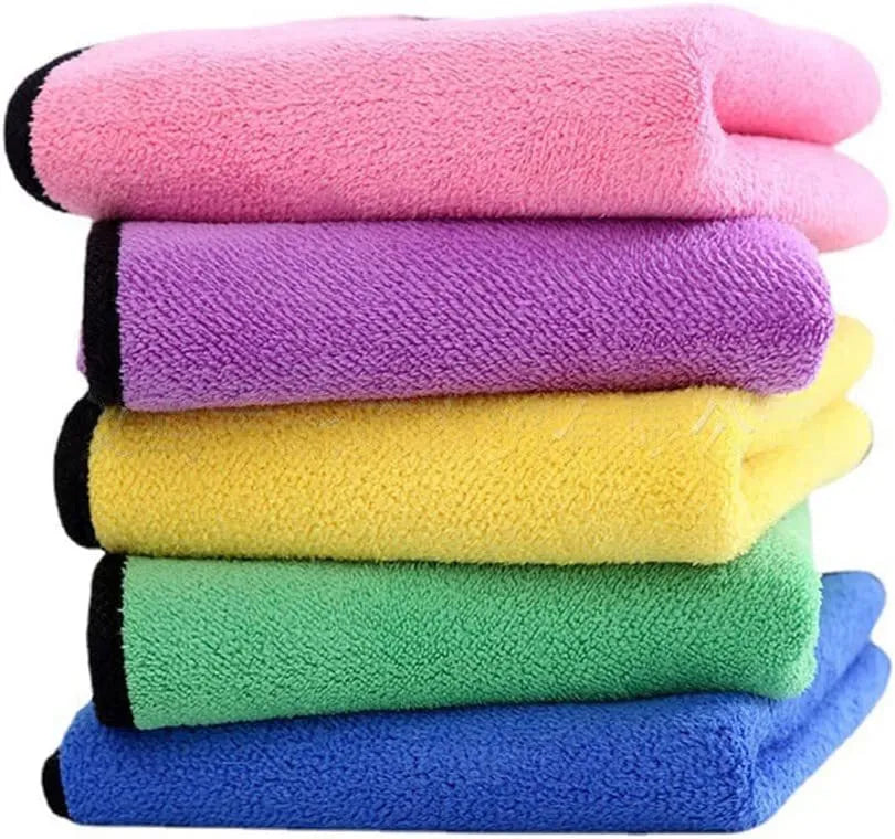 Car Cleaning Cloth Towel Set Coral Fleece Absorbent Car Wipes 5 Piece Pack Car Wash Towel Microfibre Buffing Drying Cloths for Washing Detailing Polishing 30x60cm Yellow