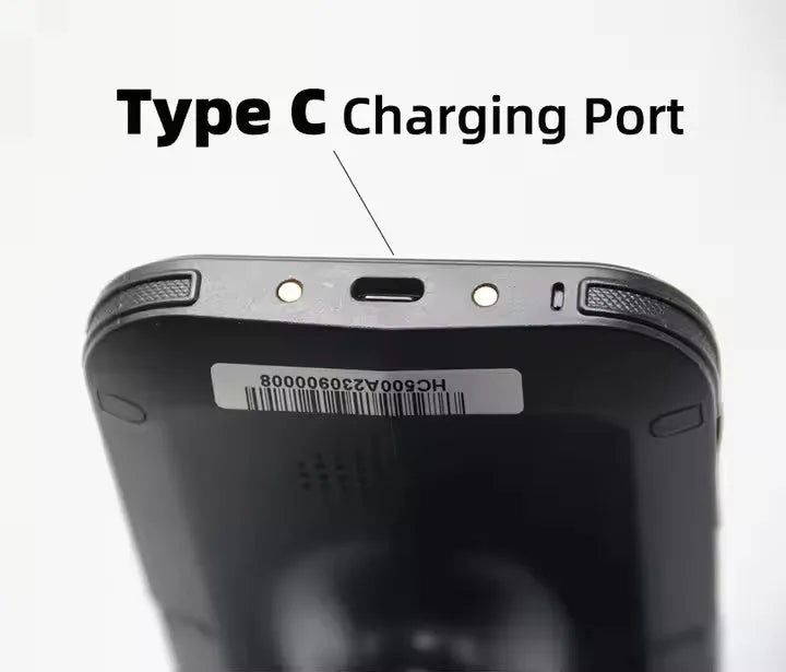 SLP-05 handheld Android UHF RFID reader with barcode scanner and fingerprint sensor.