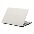 Black MacBook protective case with crocodile texture and visible Apple logo through a cutout.