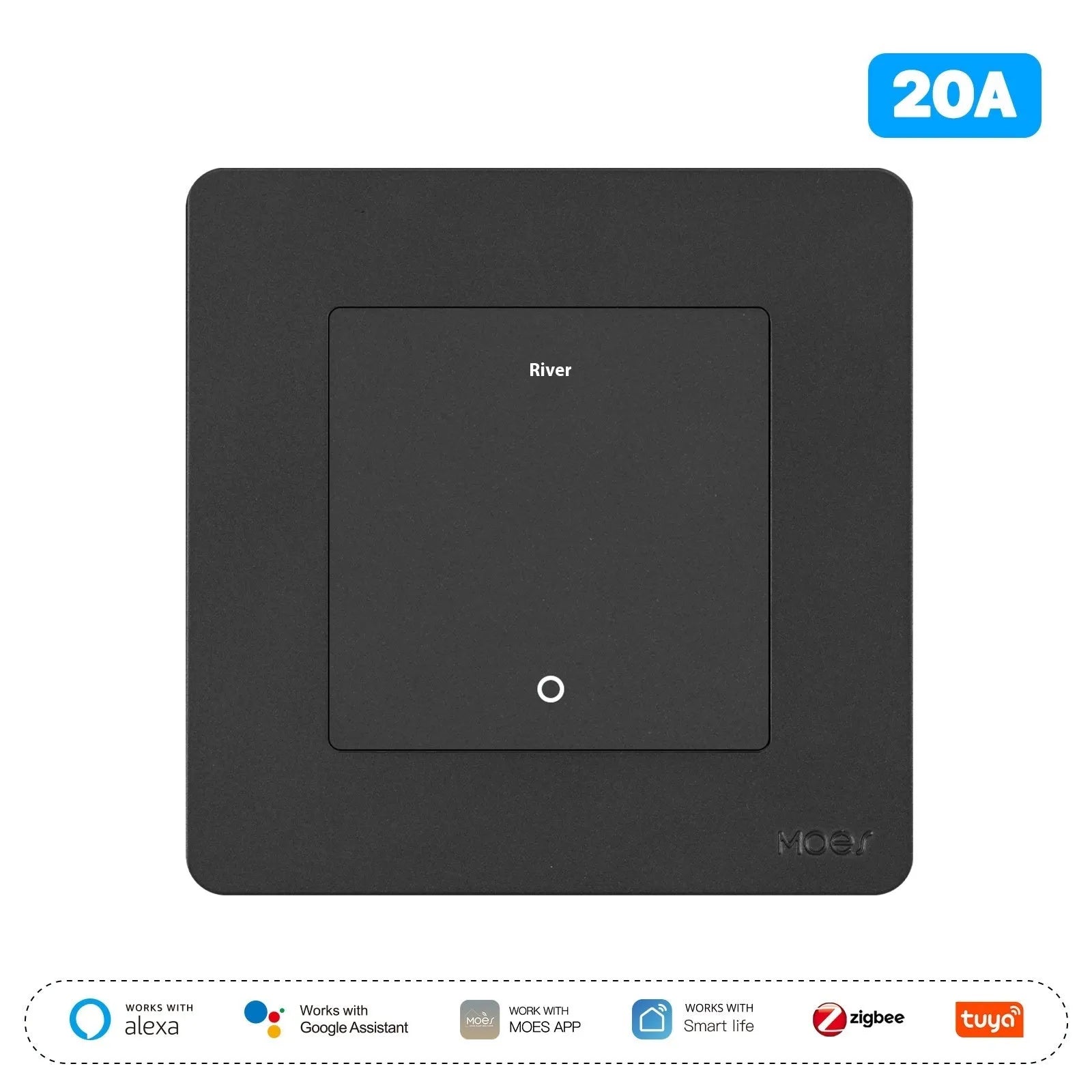 Graffiti Zigbee 3.0 smart switch in white with timing and power monitoring for water heater and air conditioner