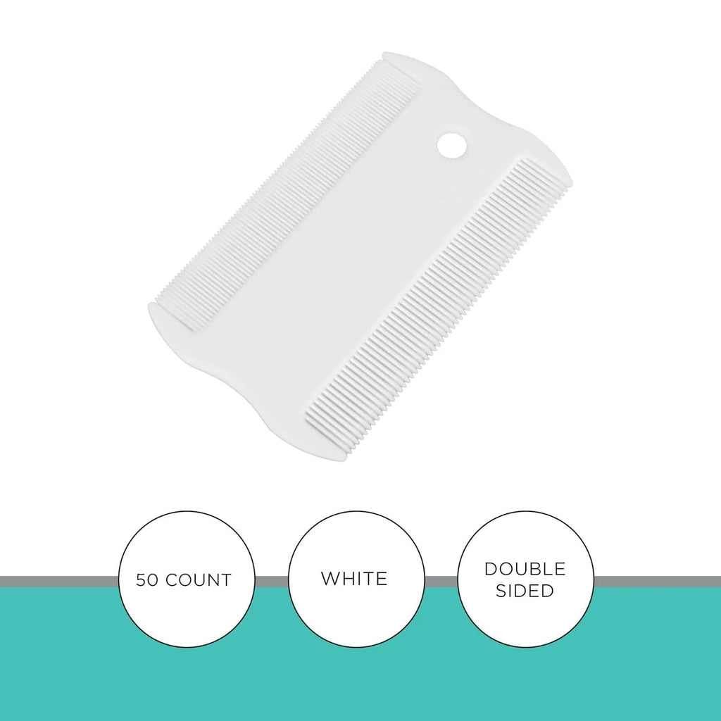 Double-sided plastic flea comb and a small separate face comb for pet grooming.