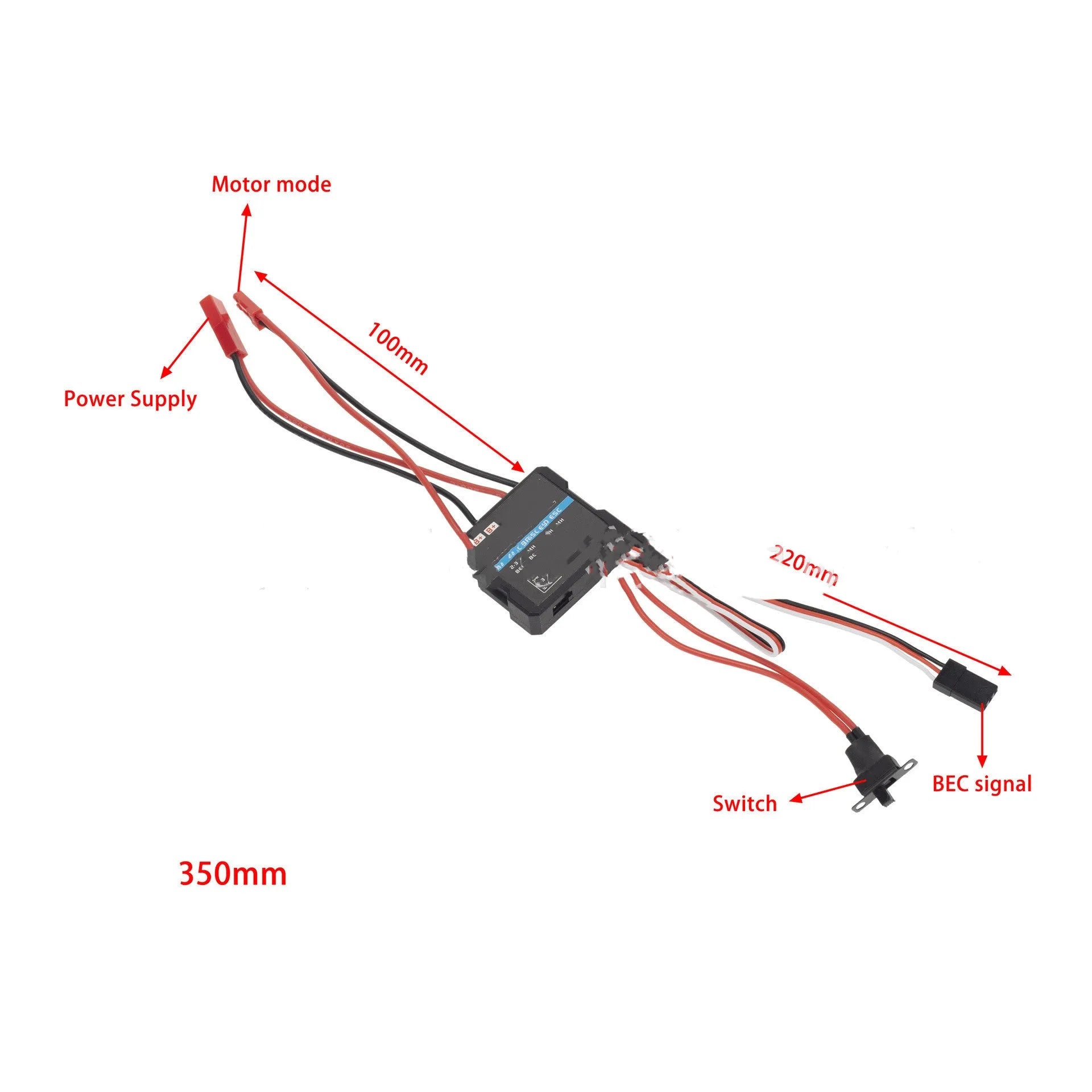 Small Boat 40A brushed electronic speed controller for 1/16 and 1/18 scale RC vehicles