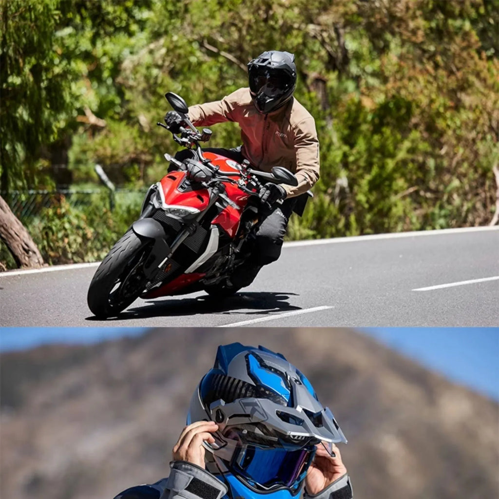 Rally Orange full-face off-road motorcycle helmet with carbon fibre shell and colour-changing lens size S