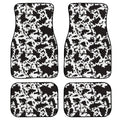 Black printed rubber car floor mats in a four-piece set for vehicles