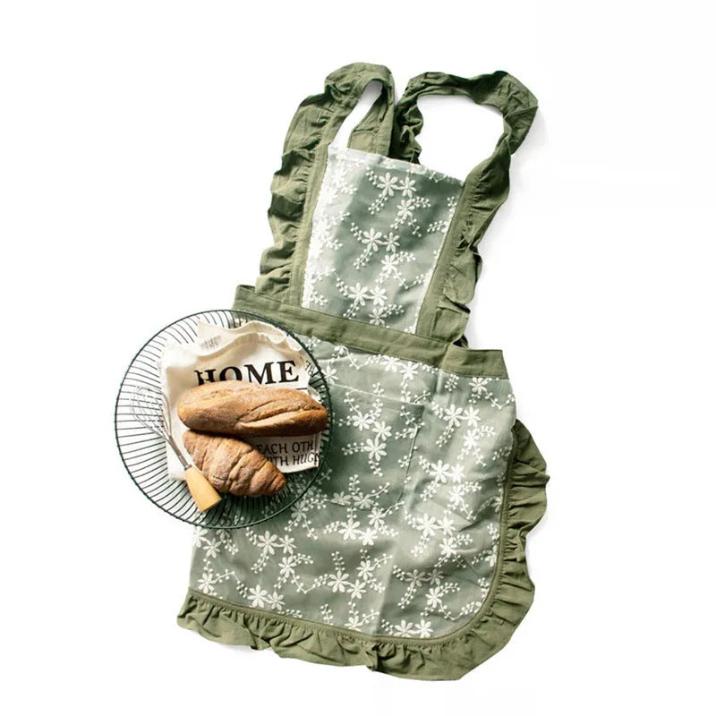 Minimalist cotton linen apron with X strap back design in light pink colour