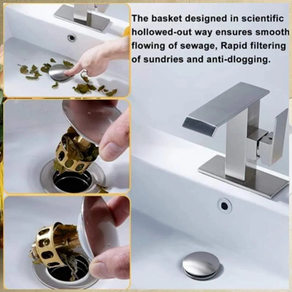 White copper manual press bounce filter element for single basin sink with anti-blocking features