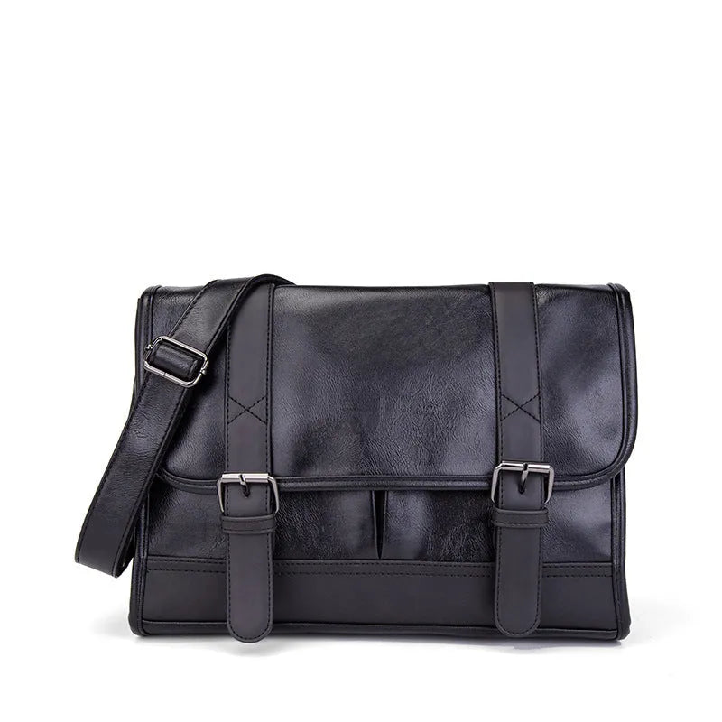Black Korean style men's anti-theft commuter backpack with sewing thread detailing