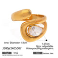 Geometric line stainless steel ring with electroplated finish in light luxury ins style, shown in colour JDRW2405007
