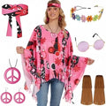 Colourful tie-dye pattern cloak costume with sleeveless bell sleeves on a mannequin