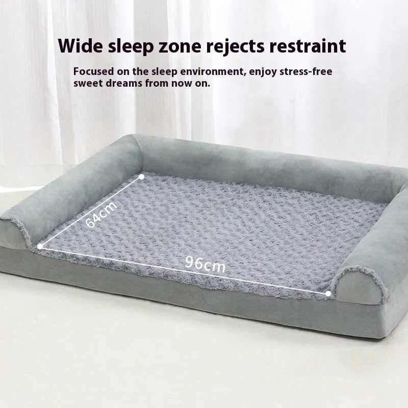 Light grey soft-sided foldable dog kennel crate shown with size dimensions.