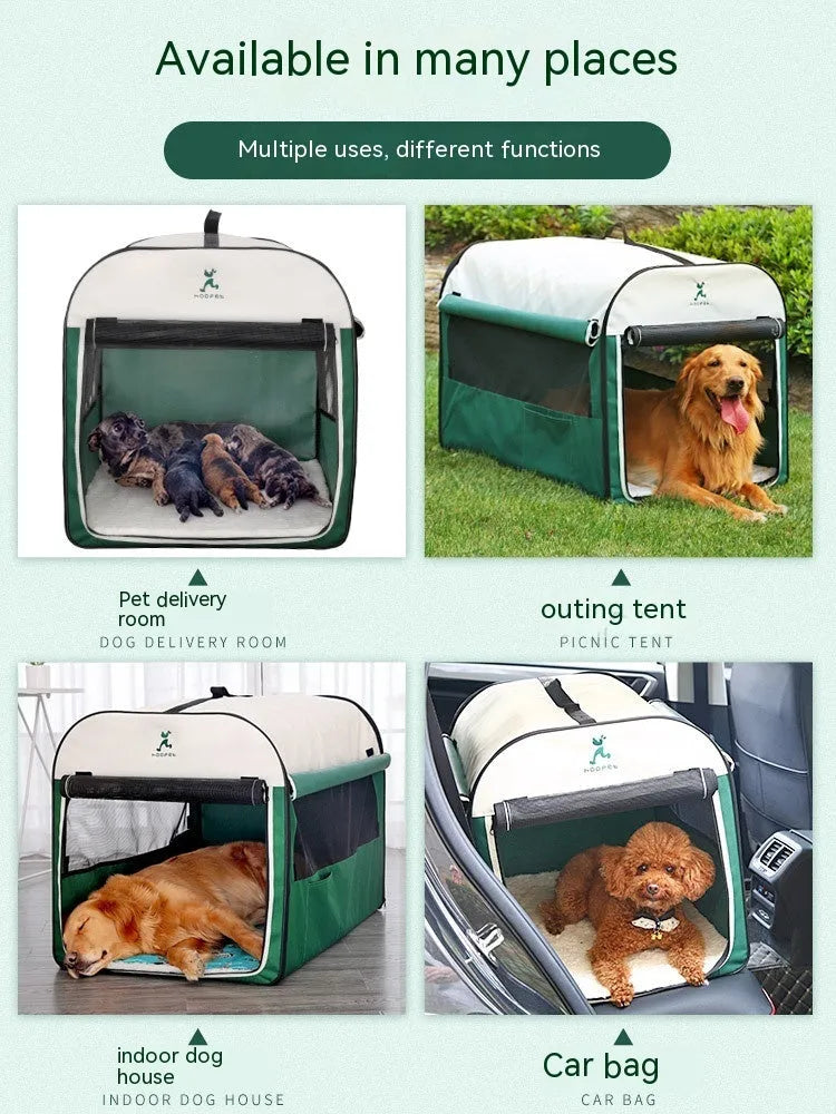 Green warm dog kennel tent in breathable anti-mosquito composite fabric lamb cashmere, sizes S to XL