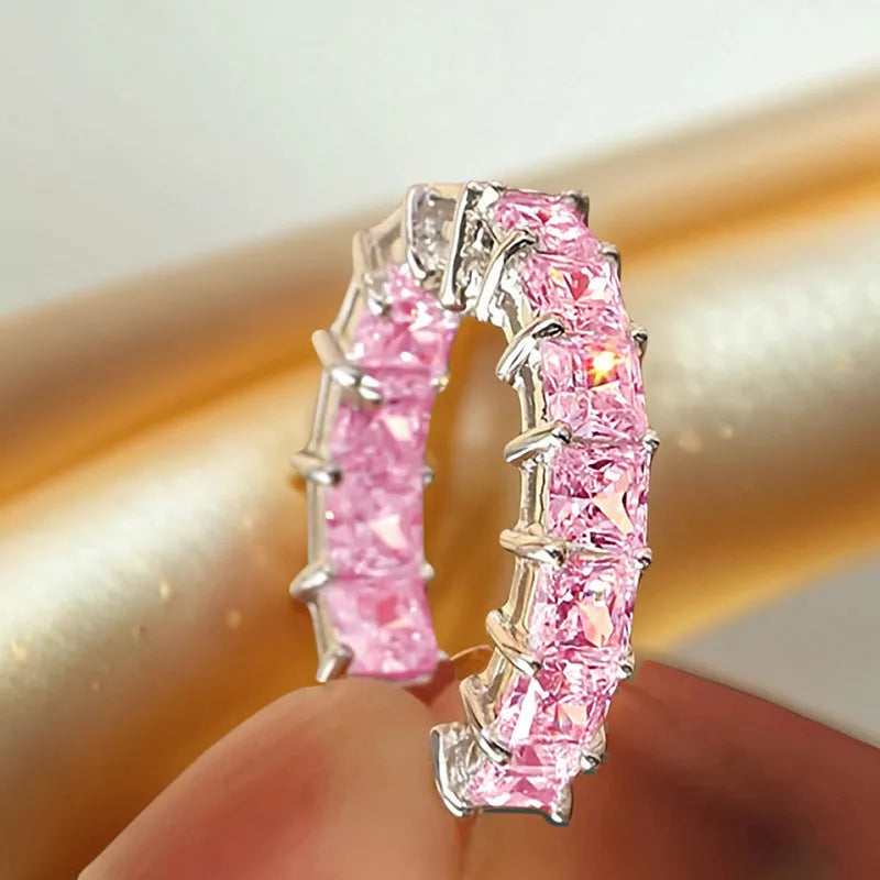 Women's micro inlaid square zircon copper earrings geometric circle design white gold colour finish