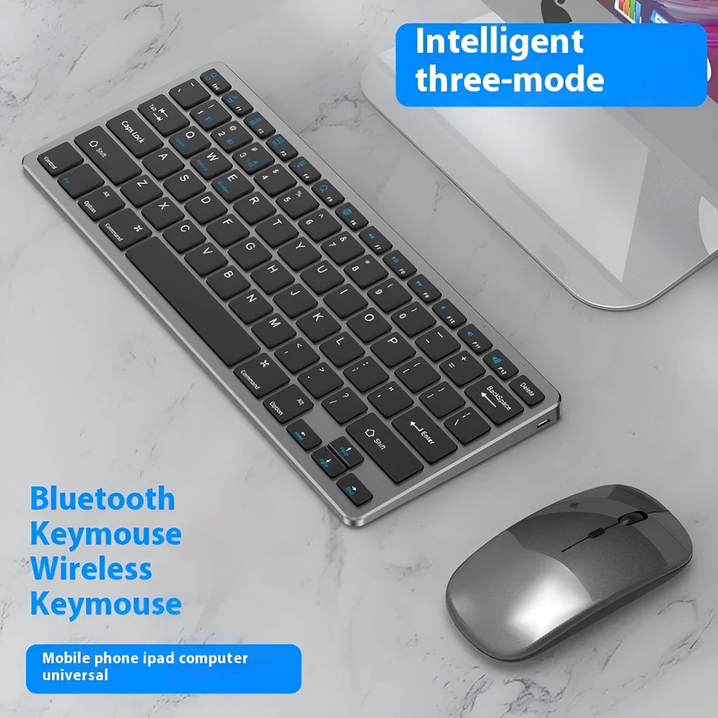 Wireless keyboard and mouse combo in black, gun colour, or silver with ultra-thin design and included keyboard cover