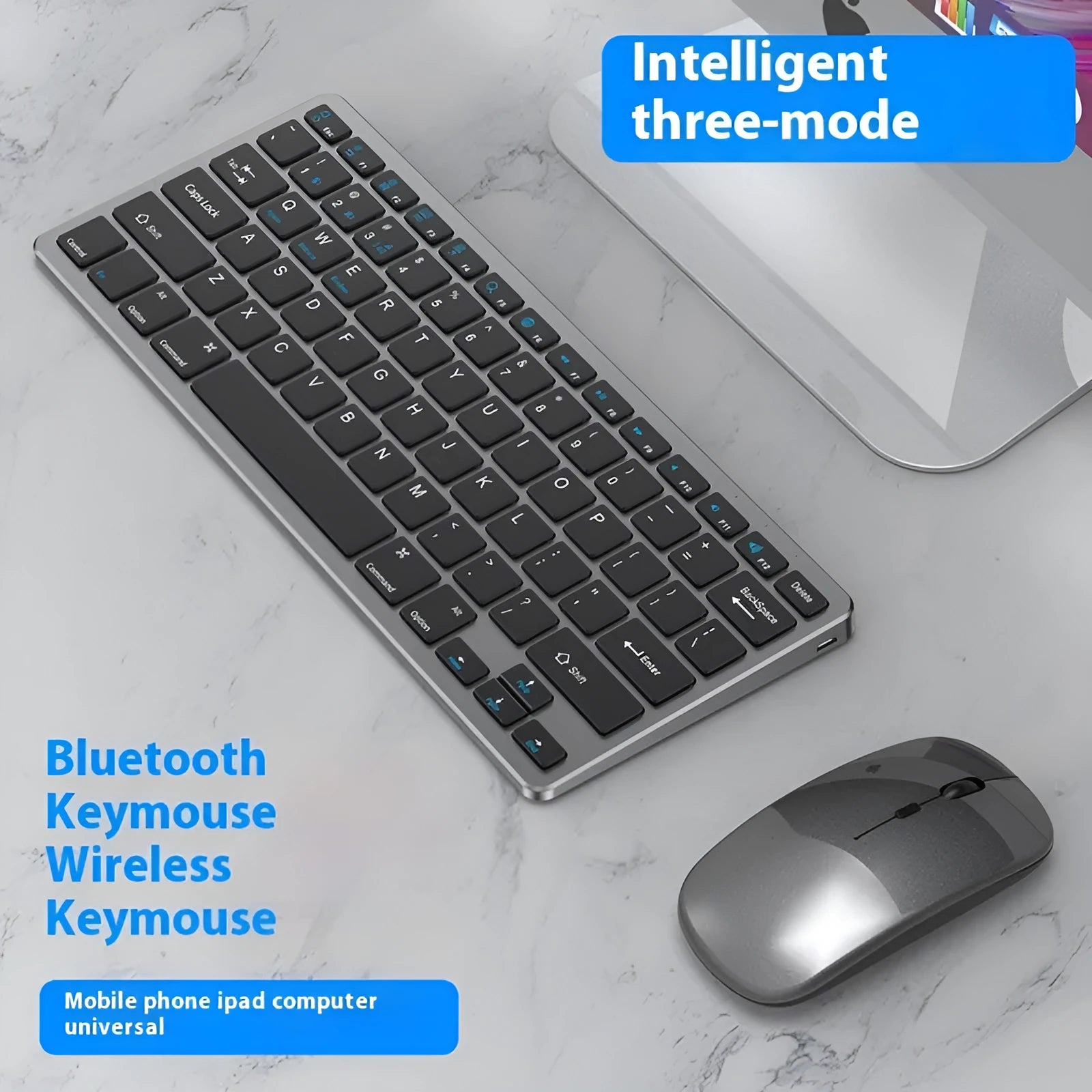 Wireless keyboard and mouse combo in black, gun colour, or silver with ultra-thin design and included keyboard cover