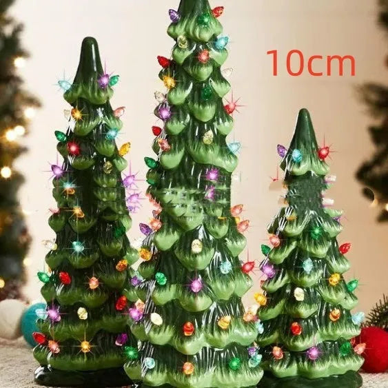 Resin Christmas tree ornament decoration with European design in coloured or warm lighting