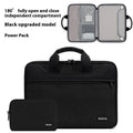 Black Oxford cloth laptop shoulder bag with soft carry handle for business travel.