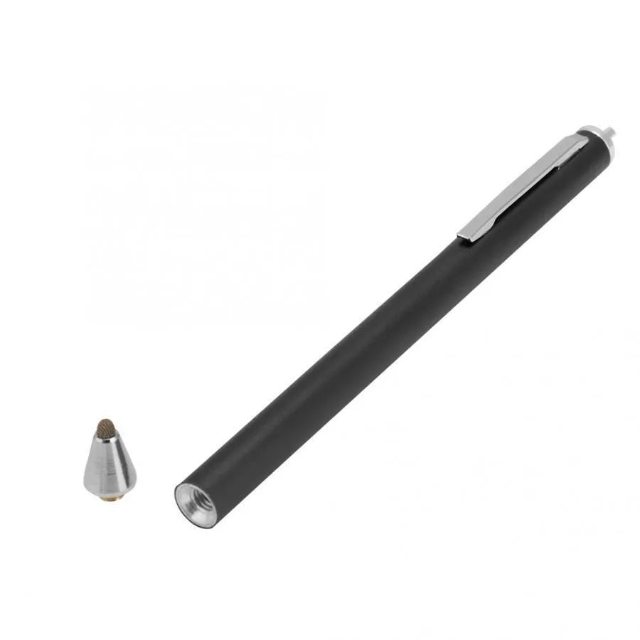 A metal-shell stylus pen with a fine tip for phone and tablet touch screens.