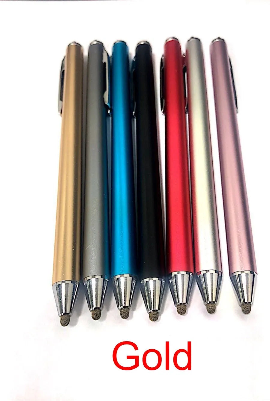 A metal-shell stylus pen with a fine tip for phone and tablet touch screens.