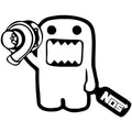 A black and white cartoon design printed on a 15x12cm PVC vinyl car sticker.