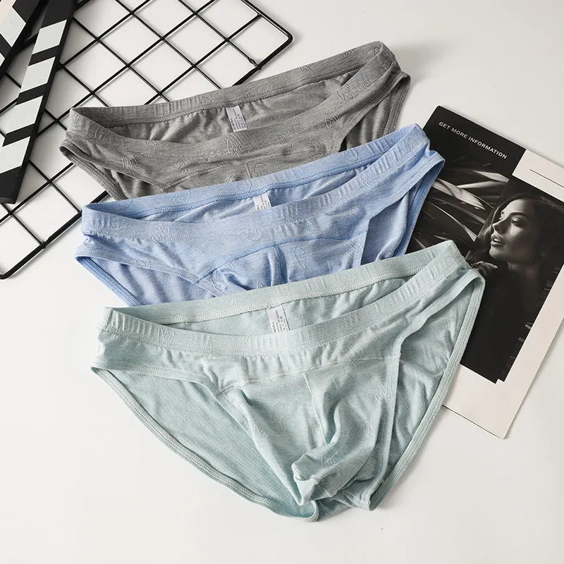 Modal low-waist jacquard briefs in colourful blue with quick-drying fabric