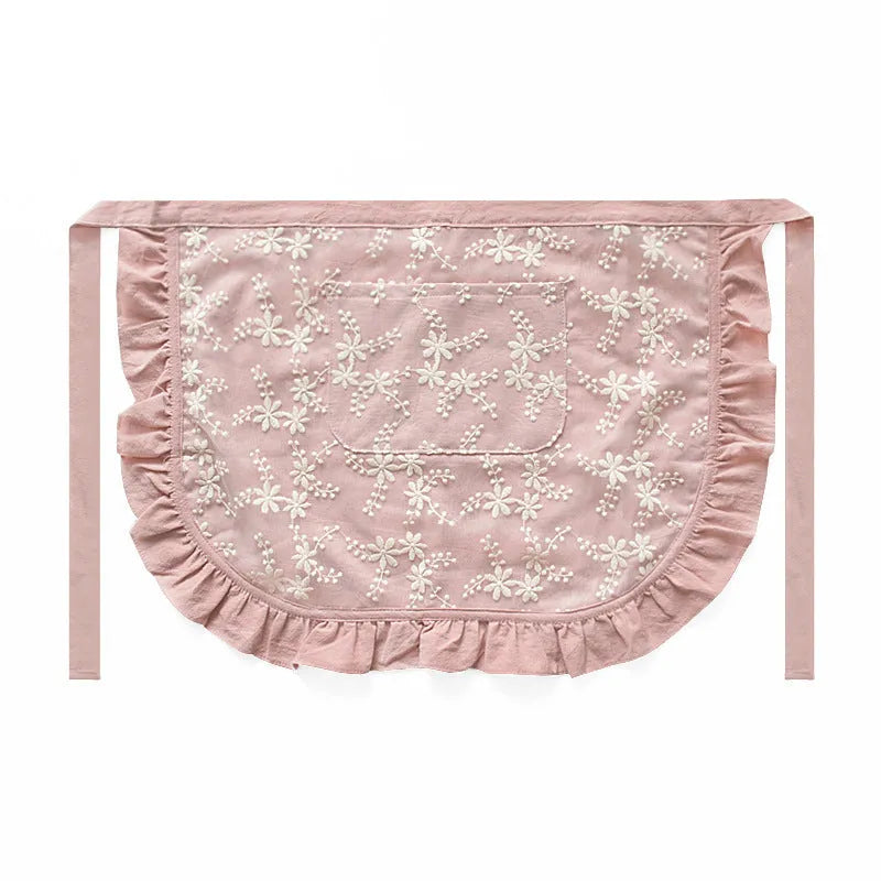 Minimalist cotton linen apron with X strap back design in light pink colour