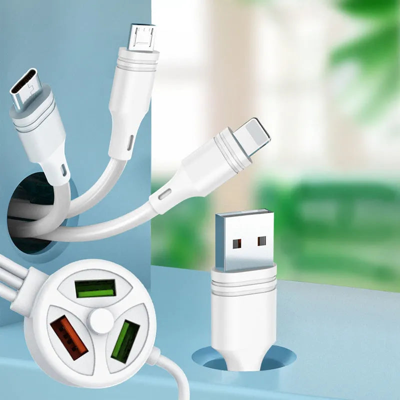 1.2m mobile phone charging cable with multiple USB connectors including TYPE-C