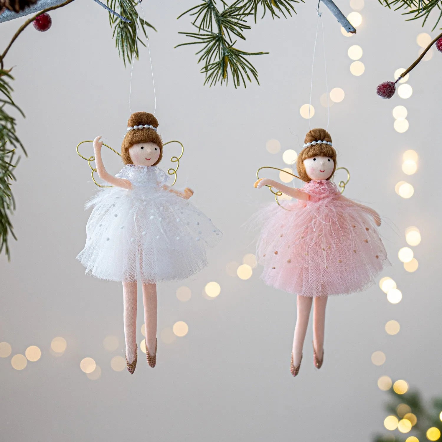 Pink and white cloth ballet girl angel plush doll pendant ornament with modern simplicity design