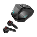 Black wireless Bluetooth gaming headset with compact ear cups and minimalist design