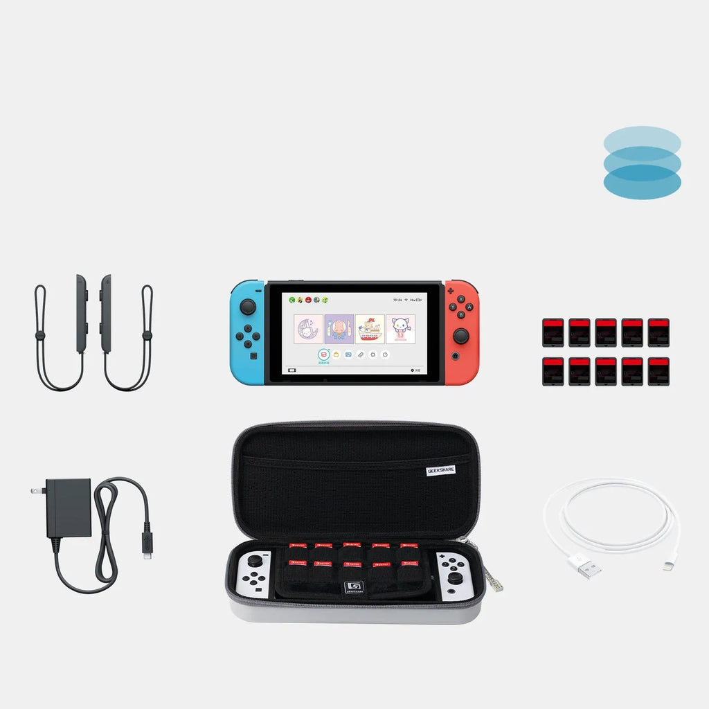 Nintendo Switch large capacity clutch bag with game cartridge storage compartments and storage box