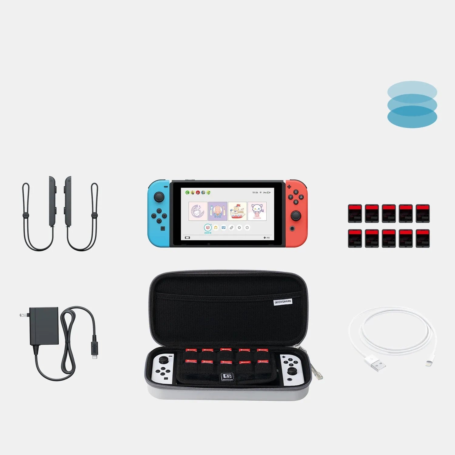 Nintendo Switch large capacity clutch bag with game cartridge storage compartments and storage box