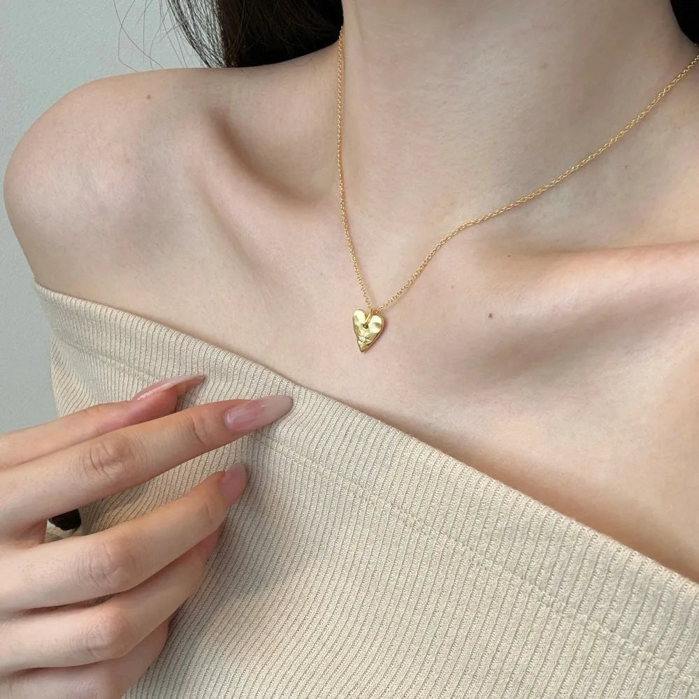 Love women's 925 silver O-ring clavicle chain necklace electroplated finish white and gold options