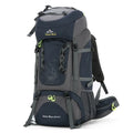 Waterproof polyester hiking backpack 56-75L in red, green, black, light blue or dark blue, 73 x 33 x 23cm, for outdoor sports