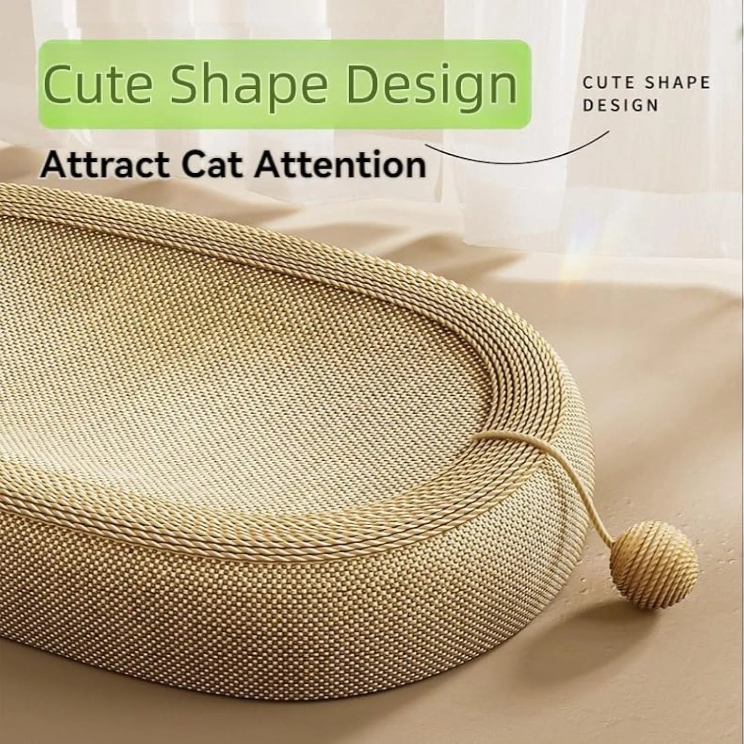 Large rectangular sisal fibre cat scratching board with a raised lounge platform on top.