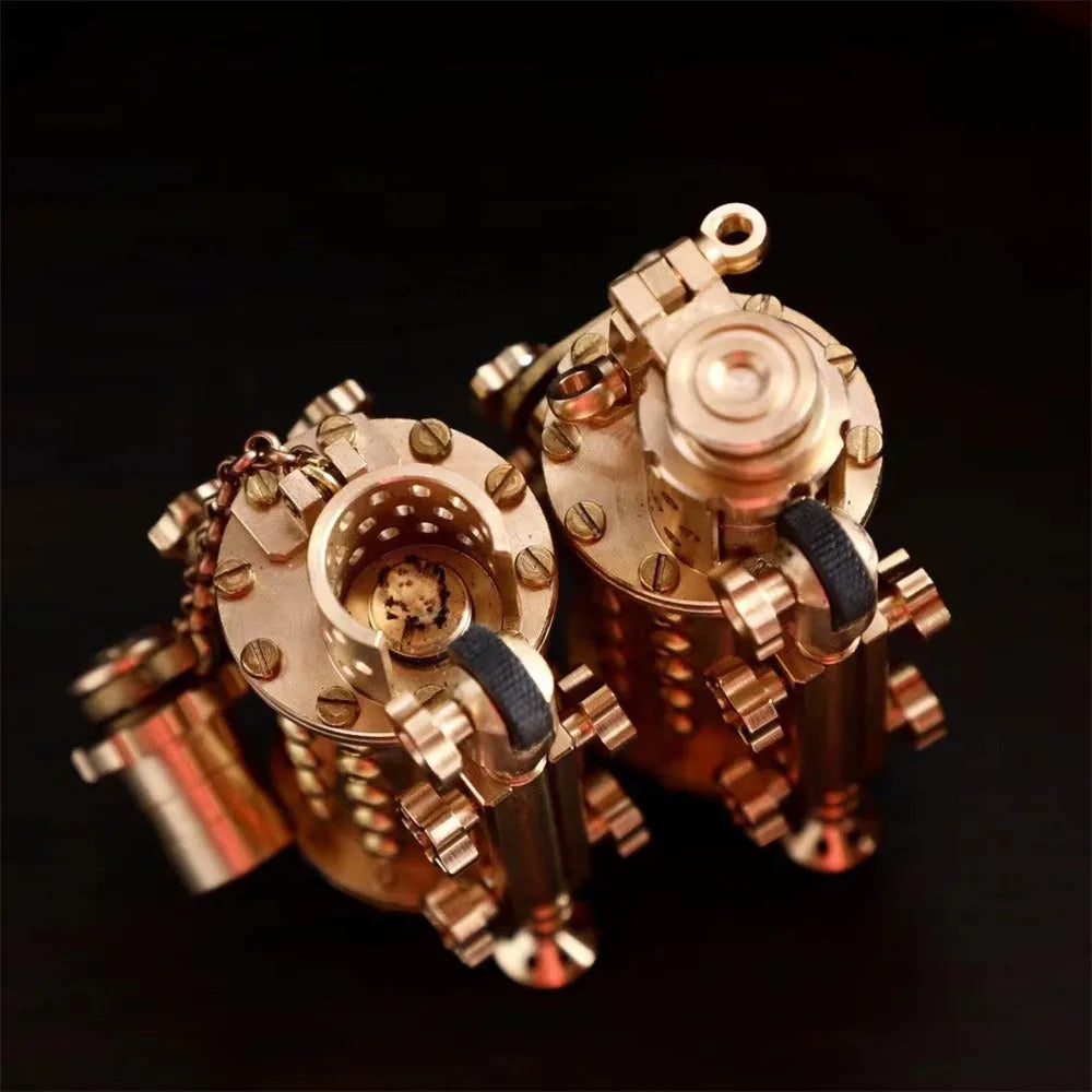 All copper handmade mechanical punk kerosene lighter with brass colour and shaft even format