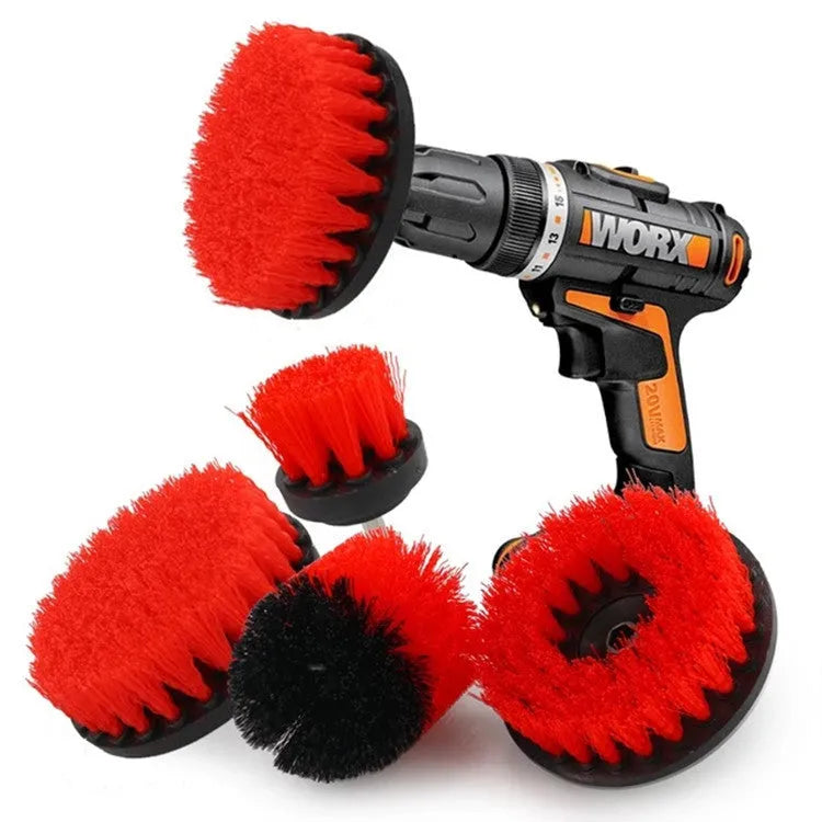Electric wheel hub cleaning brush set with nickel plated handle and PP filaments for car rim cleaning