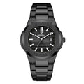 Men's quartz wristwatch with steel belt, gold dial and strap, 11mm thin business watch