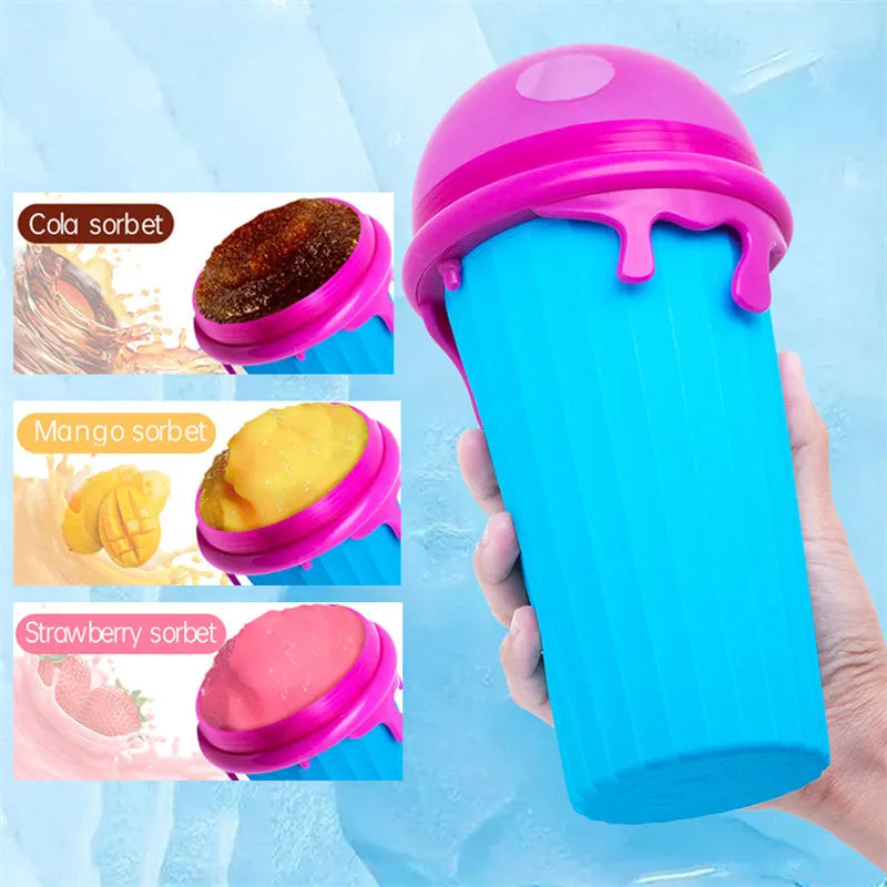 Blue 500ml slushy maker cup for quick-frozen smoothies and homemade juice
