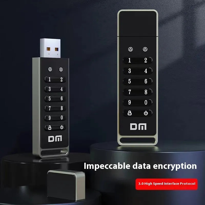 Fingerprint security USB flash drive with metal casing, USB 3.0 interface, 64GB capacity