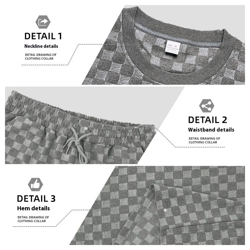 Checkerboard plaid sports shorts with loose fit and straight-leg design in four colour options
