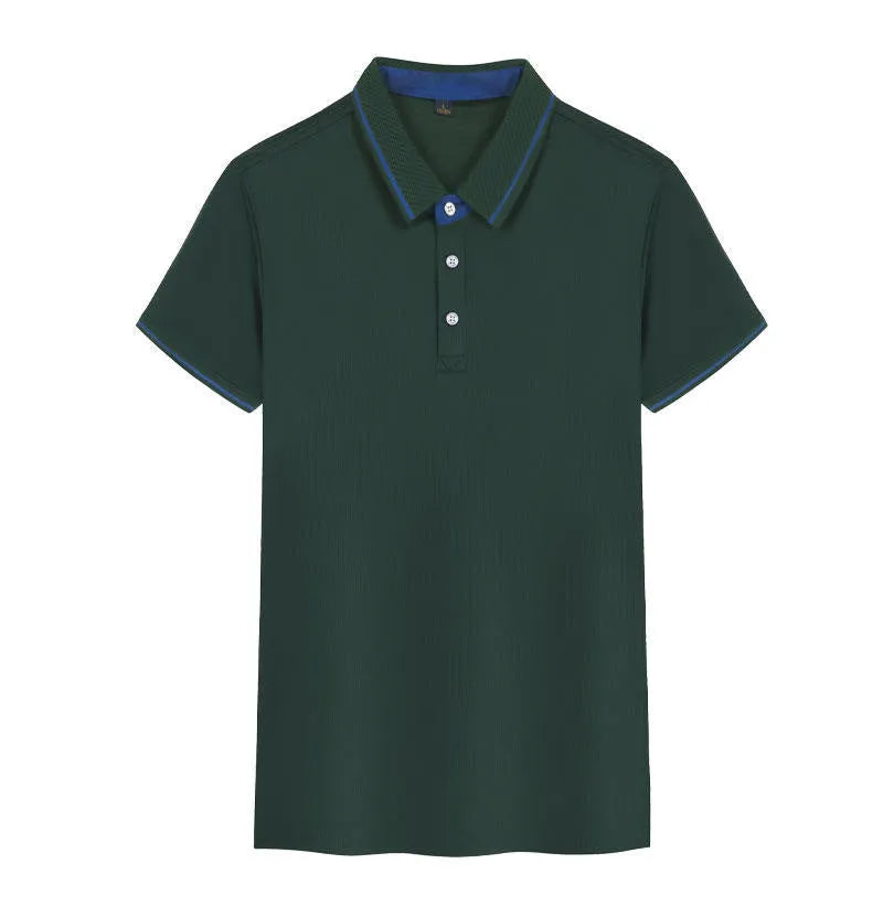 Korean style loose fit quick-drying polo shirt in a solid colour on a hanger